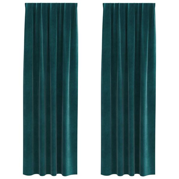 vidaXL Zatemnitvene zavese 2 pcs Temno zelena 140 x 245 cm Žamet