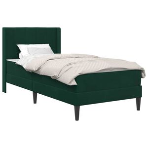 vidaXL Posteljni okvir z vzmetnico Temno zelena 100 x 200 cm Žamet