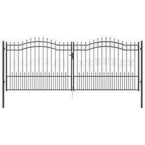 vidaXL Vrat z konico KAMPEN 404 x 150 cm Jeklo Siva Zaklenljivo