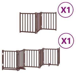 vidaXL Ograda za pse z vrati zložljiva 9 panelov rjava 450 cm les
