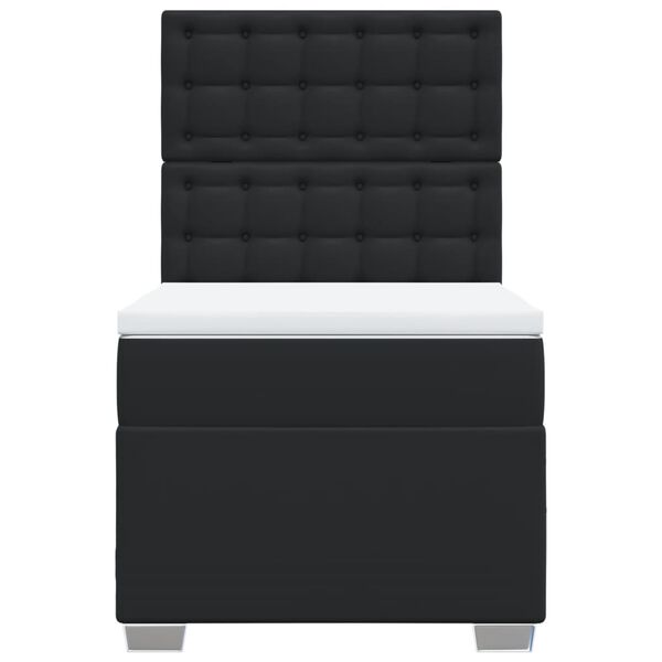 vidaXL Box spring postelja z vzmetnico črna 90x200 cm umetno usnje