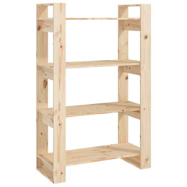 vidaXL Knjižna omara/pregrada 80x35x125 cm trdna borovina