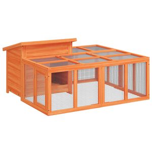 vidaXL Zajčnik rjav 144x123x67,5 cm trdna borovina
