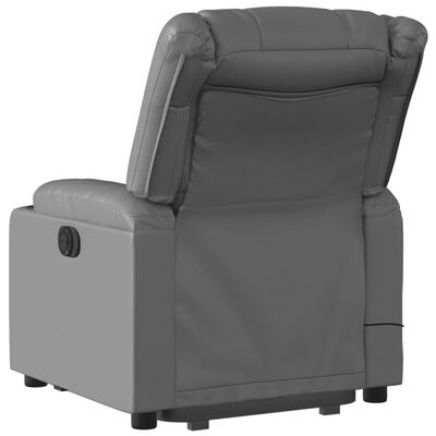 vidaXL Električni masažni stol s funkcijo vstajanja sivo umetno usnje