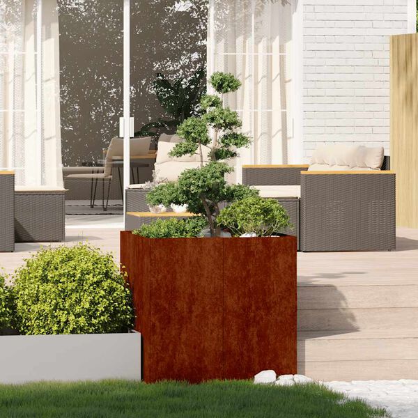 vidaXL Planter Rusty 80x80x80 cm Vremensko odporno jeklo