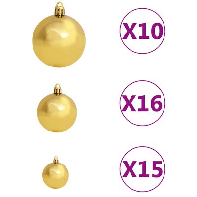 vidaXL Set 120 božičnih bučk s konico + 300 LED lučk zlate in bronaste
