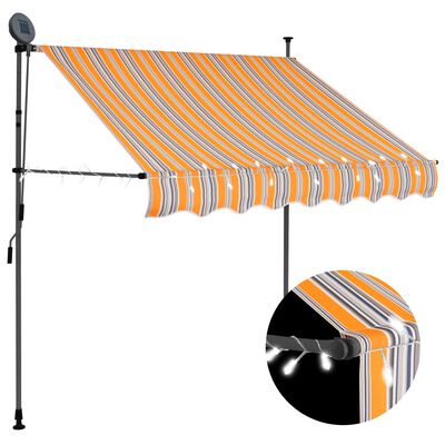 vidaXL Ročno zložljiva tenda z LED lučkami 200 cm rumena in modra