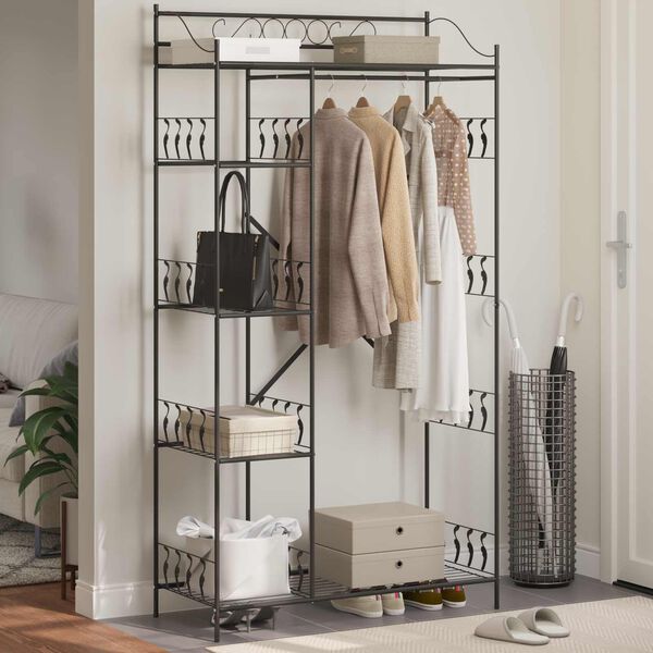 vidaXL Odprt omara s polico Črna 101 x 43 x 188 cm Jeklo