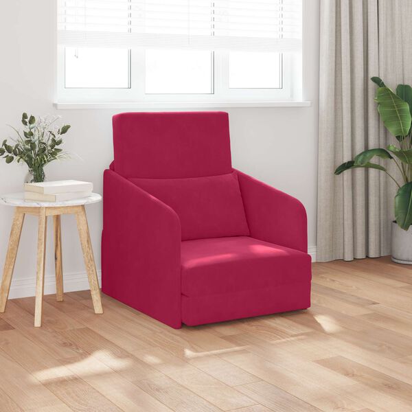 vidaXL Sofa postelja Vinorodna rdeča 65 x 80 x 83 cm Žamet