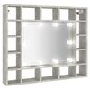vidaXL Omarica z ogledalom in LED lučkami betonsko siva 91x15x76,5 cm