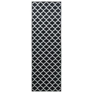 vidaXL Preproga runner LESAKA Črna in bela 50 x 100 cm Diamantni žamet