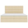 vidaXL Postelja z LED lučmi z vzglavjem Krema 180 x 200 cm blago