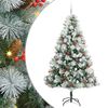 vidaXL Umestno božično drevo z LED lučmi Zelena in bela 210 cm