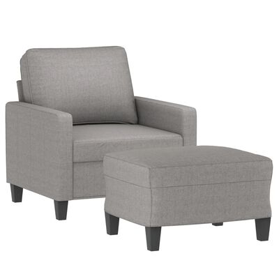 vidaXL Fotelj s stolčkom za noge svetlo siv 60 cm blago