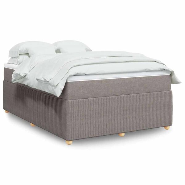 vidaXL Box spring postelja z vzmetnico taupe 160x200 cm blago