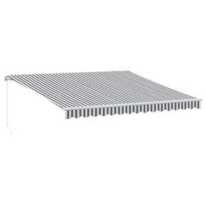 vidaXL Ročno zložljiva tenda z LED antracit in bela 400x350 cm