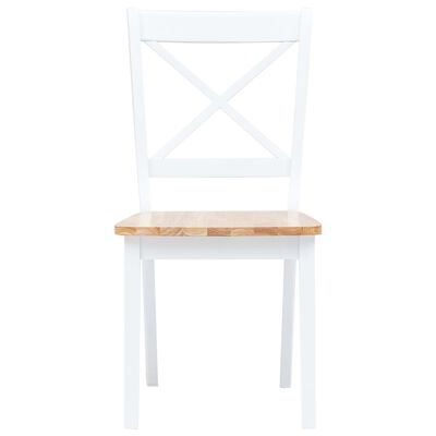 vidaXL Jedilni stoli 4 kosi beli in naravni trdni kavčukovec