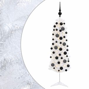 vidaXL Umetno ozko božično drevesce z božično kroglico 150 cm 150 LED
