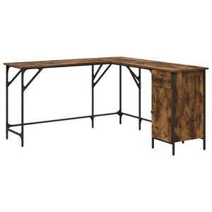 vidaXL Pisalna miza dimljeni hrast 141x141x75 cm inženirski les
