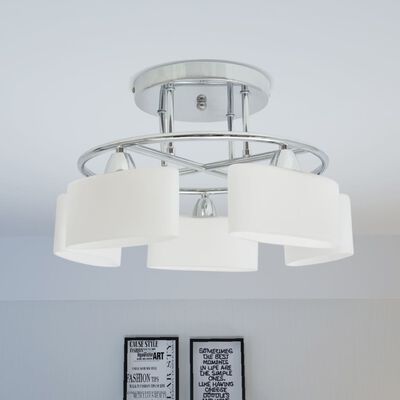 vidaXL Stropna svetilka z elipsastimi senčniki za 5 E14 žarnic 200 W