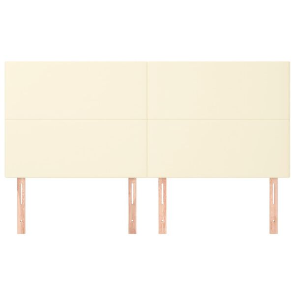 vidaXL Vzglavje postelje kremne barve 200x5x118/128 cm umetno usnje