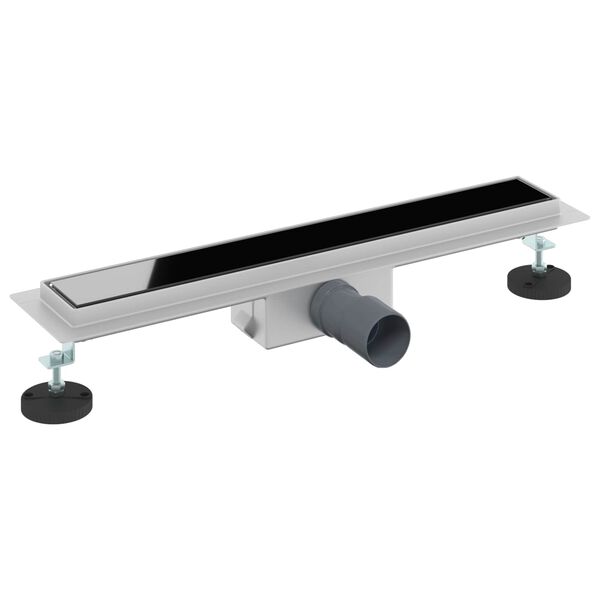 vidaXL Odvod za prho s stekleno za&scaron;čito Črna 60 cm Nerjaveče jeklo 304