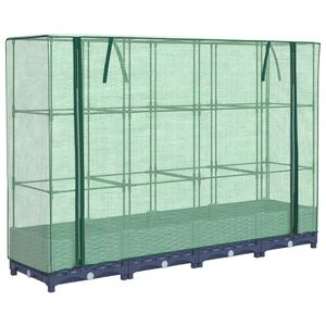 vidaXL Dvignjena greda s pokrovom za rastlinjak videz ratana 160x40x123 cm