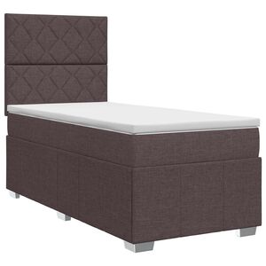 vidaXL Postelja boxspring z vzmetnico Temno rjava 90 x 200 cm Blago
