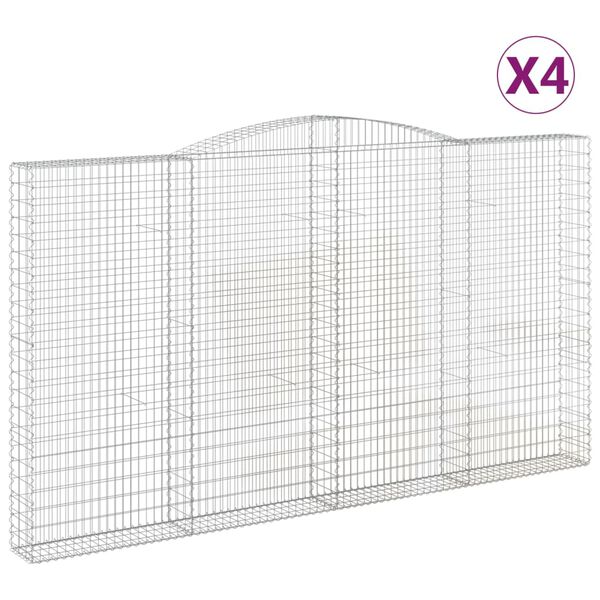 vidaXL Obokane gabion ko&scaron;are 4 kosa 400x30x220/240 cm pocinkano železo