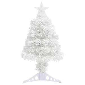 vidaXL Umetna osvetljena novoletna jelka bela 64 cm optična vlakna