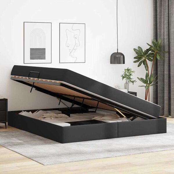 vidaXL Postelja z dodatnim prostorom za shranjevanje in vzmetnico 2 pcs