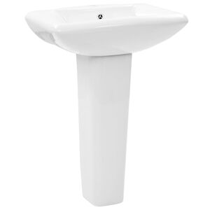 vidaXL Prostostoječi umivalnik s podstavkom keramika 580x470x200mm bel
