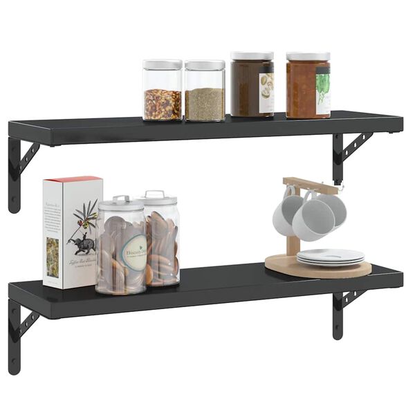 vidaXL Nosilec za polico 4 kosi 23,5x2,5x15,5 cm črno nerjaveče jeklo