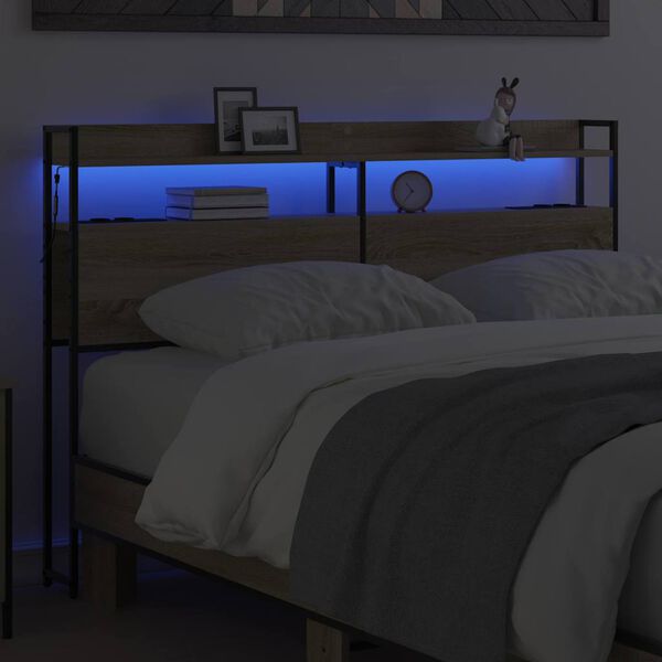 vidaXL Skladi&scaron;čni naslon s polico sonoma hrast 150 cm Konstruiran les