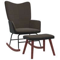vidaXL Gugalni stol s stolčkom temno siv žamet in PVC
