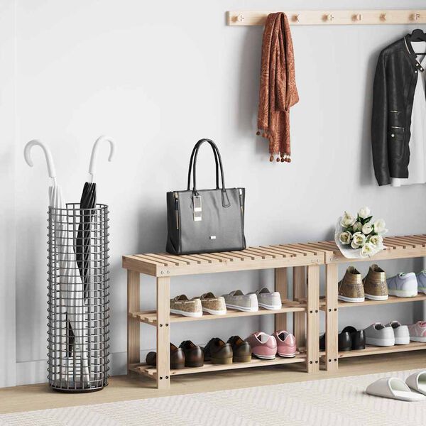 vidaXL Stojalo za čevlje s klopjo 2 v 1 trden les jelke