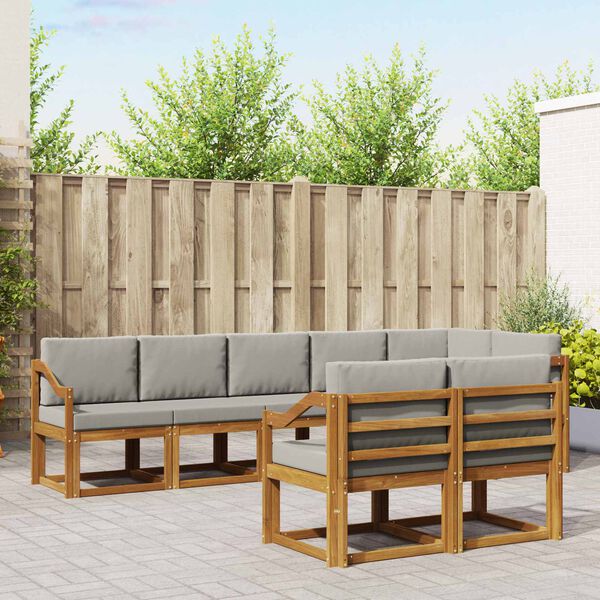 vidaXL Zunanja garnitura za sedenje 8 pcs Naravna in svetlo siva
