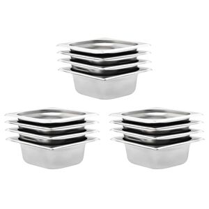 vidaXL Gastronomske posode 12 kosov GN 1/6 65 mm nerjaveče jeklo