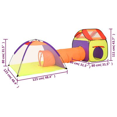 vidaXL Otroški šotor za igranje večbarven 338x123x111 cm