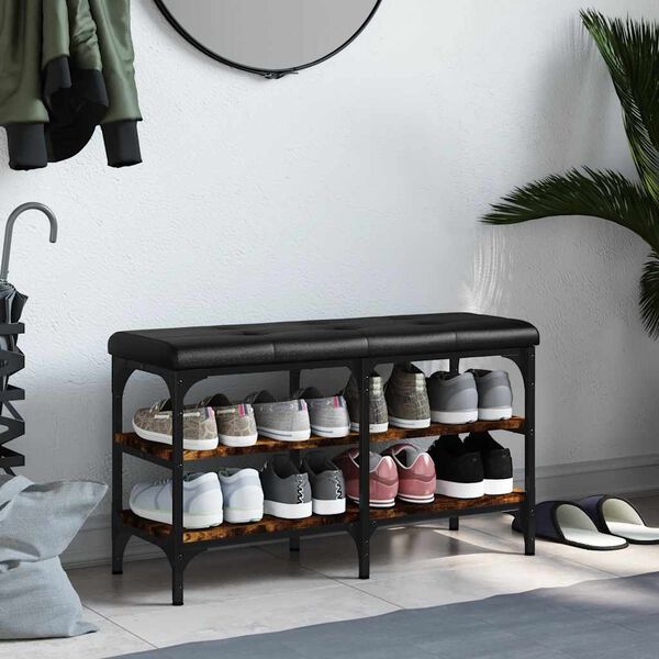 vidaXL Klop za čevlje dimljen hrast 82x32x47 cm inženirski les