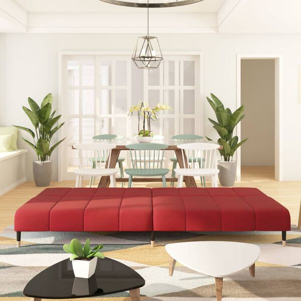 vidaXL Kavč dvosed z leži&scaron;čem vinsko rdeč žamet