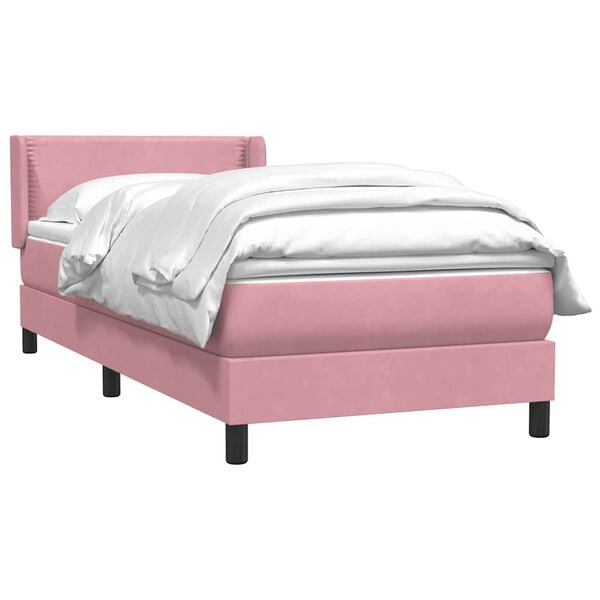 vidaXL Box Spring postelja z vzmetnico Pink 100x220 cm Velvet
