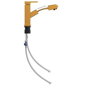 vidaXL Kopalniška armatura za umivalnik izvlečna zlata 157x172 mm