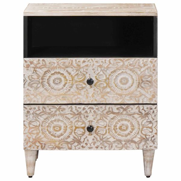 vidaXL Posteljna omarica Bela 50 x 33 x 60 cm Masiven les manga