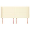 vidaXL Vzglavje z u&scaron;esi krem 203x16x118/128 cm umetno usnje