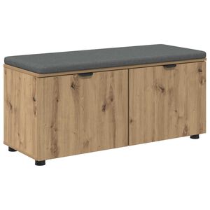 vidaXL Klop za čevlje z blazino Artisan hrast 100 x 38 x 46 cm