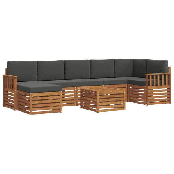 vidaXL Sedežne garniture z blazino 8 pcs Naravna in antracitna