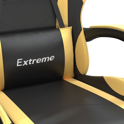 vidaXL Vrtljiv gaming stol črno in zlato umetno usnje