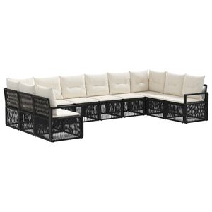 vidaXL Vrtna sedežna garnitura 10 pcs Črna poli ratan
