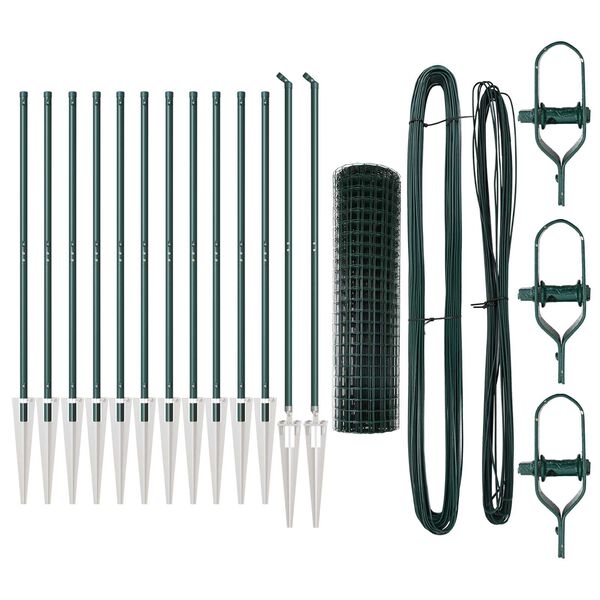 vidaXL Ograja s stebrom Zelena 1,2 x 25 m Jeklo in PVC